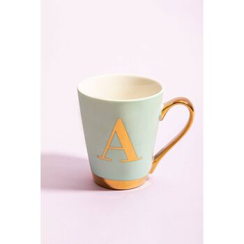 Mimo Green Deco Givré Tasse Monogramme Lettre A 10