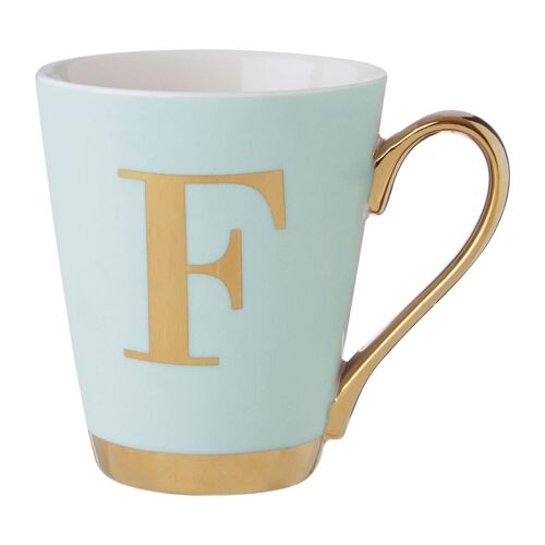 Mimo Green Frosted Deco F Letter Monogram Mug