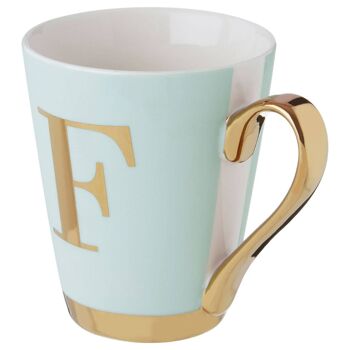 Tasse monogramme lettre F déco givré vert Mimo 3