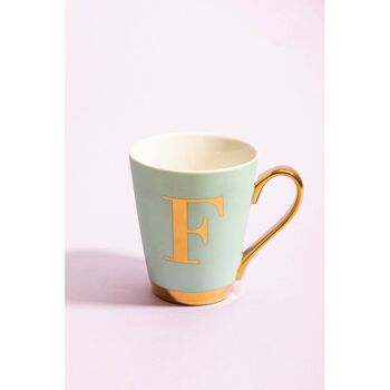 Tasse monogramme lettre F déco givré vert Mimo 5