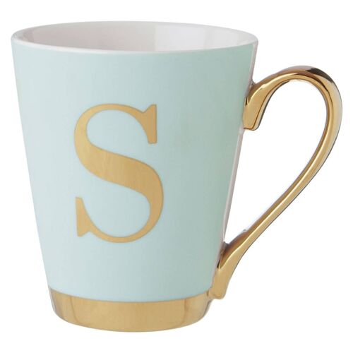Mimo Green Frosted Deco S Letter Monogram Mug