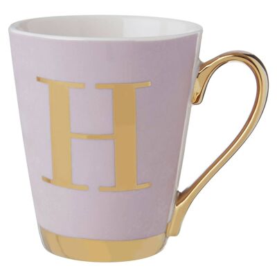 Mimo Grey Frosted Deco H Letter Monogram Mug
