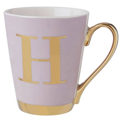 Mimo Gray Frosted Deco H Letra Monograma Taza