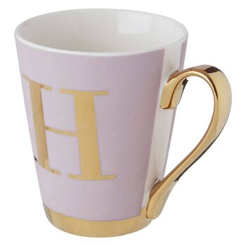 Tasse à monogramme lettre H déco givré gris Mimo 3