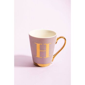 Tasse à monogramme lettre H déco givré gris Mimo 5