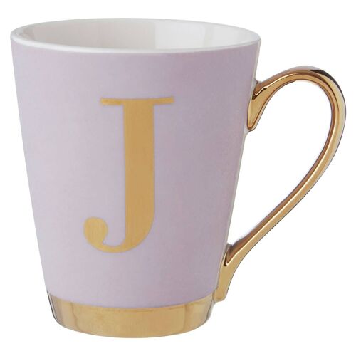 Mimo Grey Frosted Deco J Letter Monogram Mug