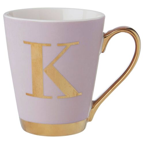 Mimo Grey Frosted Deco K Letter Monogram Mug