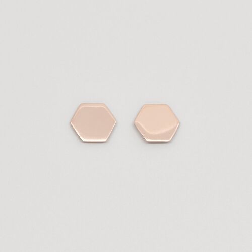 shiny hexagon studs - Roségold