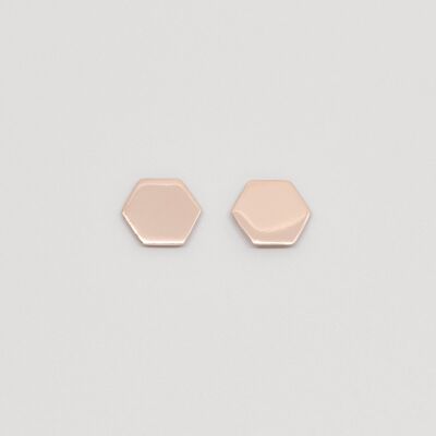 shiny hexagon studs - Roségold