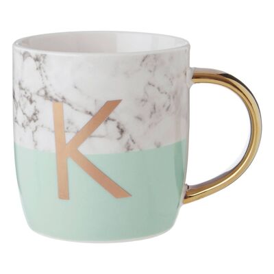 Mimo Pastel Green K Letter Monogram Mug