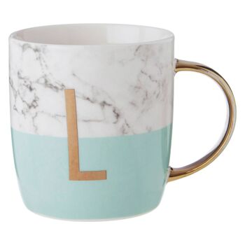 Mimo Pastel Vert Lettre L Lettre Monogramme Mug 2