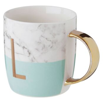 Mimo Pastel Vert Lettre L Lettre Monogramme Mug 3