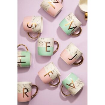 Mimo Pastel Vert Lettre L Lettre Monogramme Mug 5