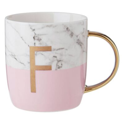 Mimo Pastel Pink F Letter Monogram Mug