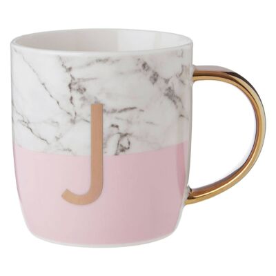 Mimo Pastel Pink J Letter Monogram Mug