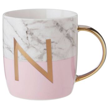 Mug monogramme Mimo rose pastel avec lettre N 1