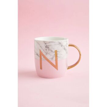 Mug monogramme Mimo rose pastel avec lettre N 5