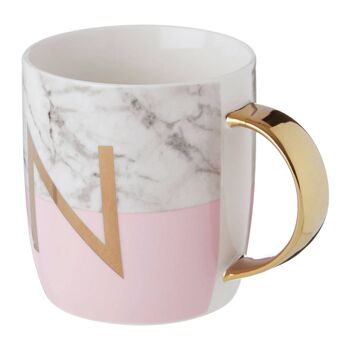 Mug monogramme Mimo rose pastel avec lettre N 8