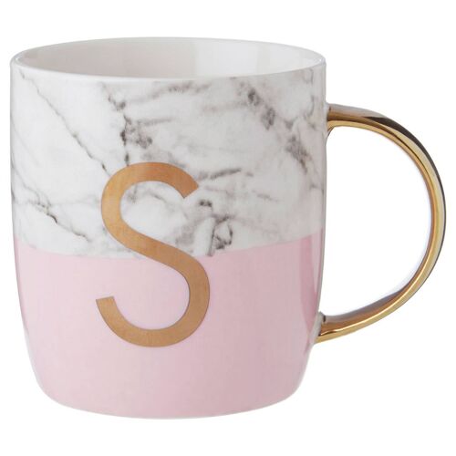 Mimo Pastel Pink S Letter Monogram Mug