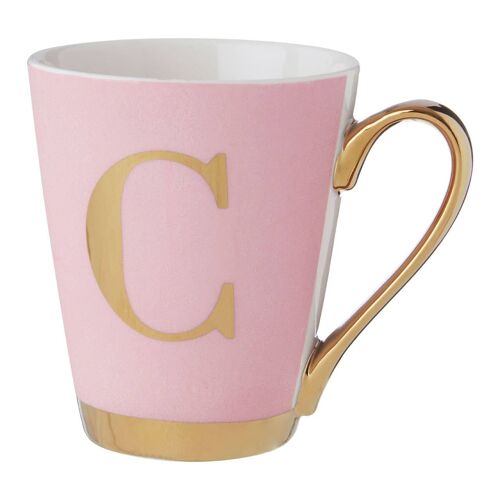 Mimo Pink Frosted Deco C Letter Monogram Mug