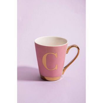 Mimo Pink Deco Givré Tasse Monogramme Lettre C 10