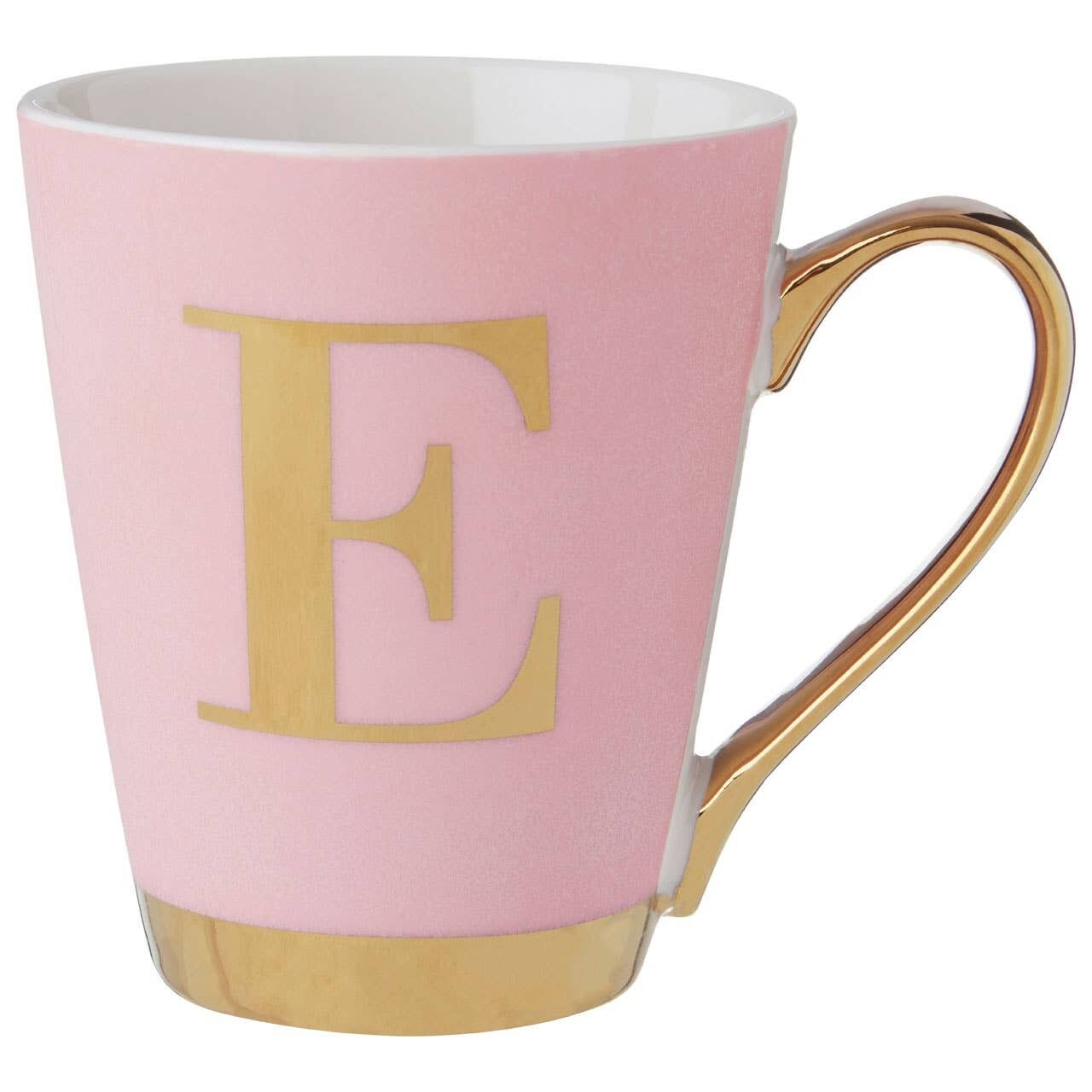 Tazza con monogramma Mimo Pink Frosted Deco E Letter