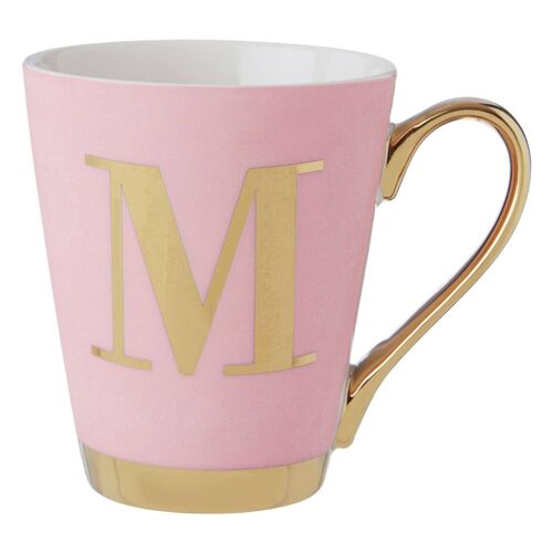 Mimo Pink Frosted Deco M Letter Monogram Mug