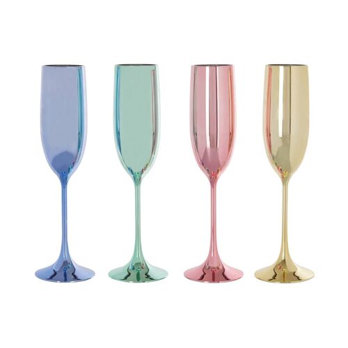 Mimo Set of 4 Multicolour Champagne Glasses