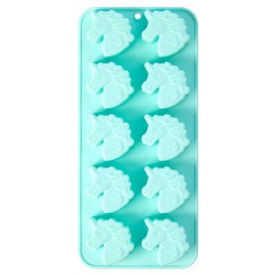 Mimo Unicorn Ice Cube Tray, 10 Compartments, Teal Silicone