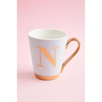 Mug Mimo Blanc Givré Deco N Letter Monogram 10