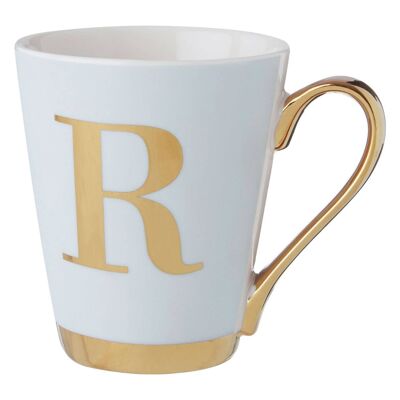 Mimo White Frosted Deco R Letter Monogram Mug