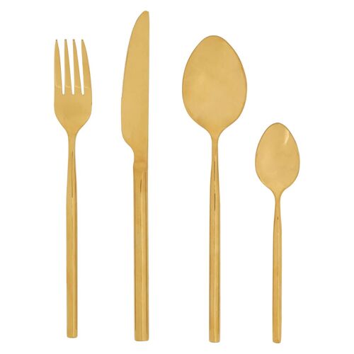 Modern Retro 16 Pc Gold Finish Cutlery Set