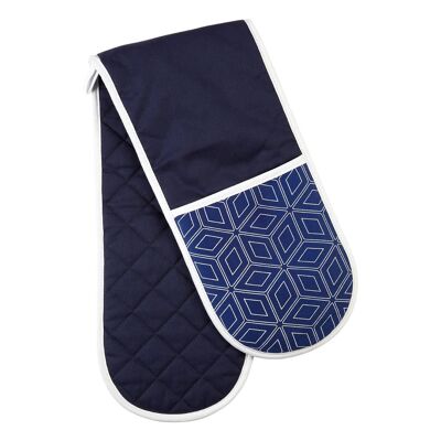 Modern Retro White / Blue Single Oven Glove 2