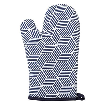 Modern Retro White / Blue Single Oven Glove 1