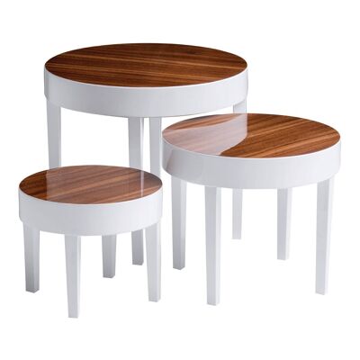 Moritz Nest of 3 White High Gloss Table