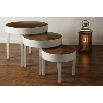 Moritz Table Gigogne de 3 Blanc Haute Brillance 4