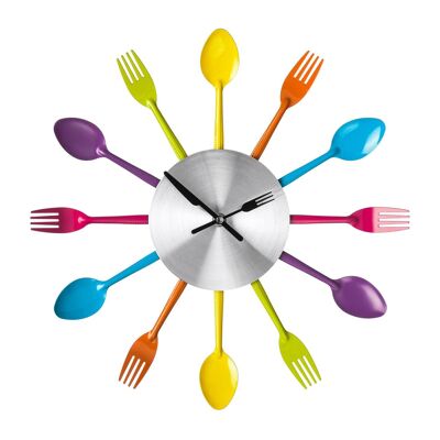 Multi Coloured Cutlery Wall Clock
