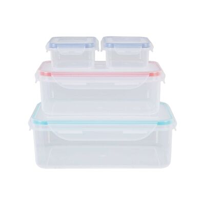 Multicoloured Lids 4pc Food Containers
