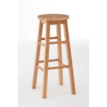 Tabouret de bar haut en bois d'hévéa tropical naturel 3