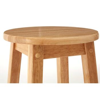 Tabouret de bar haut en bois d'hévéa tropical naturel 4