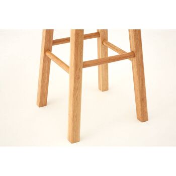 Tabouret de bar haut en bois d'hévéa tropical naturel 5