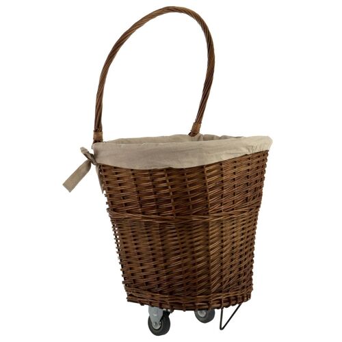 Natural Willow Basket On Wheels