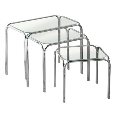 Nest of 3 Clear Glass Pointed Oval Tables