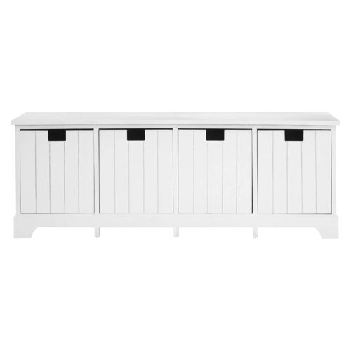 New England White Drawer Bench