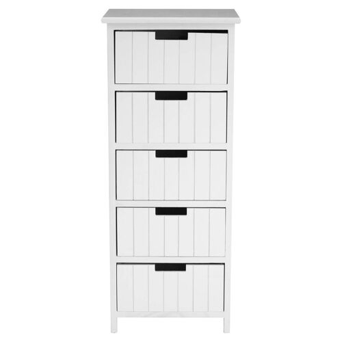 New England White Mdf 5 Drawers Chest