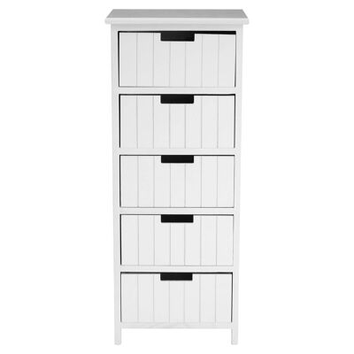 New England White Mdf 5 Drawers Chest
