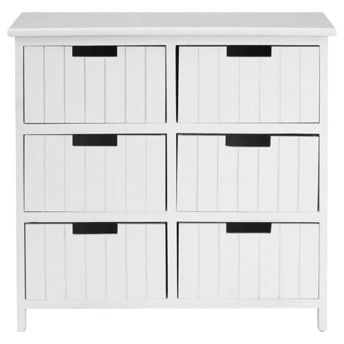 New England White Mdf 6 Drawers Chest