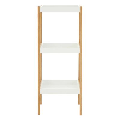 Nostra Three Tiers White / Natural Shelf Unit