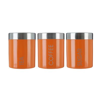 Orange Enamel Tea Coffee & Sugar Set