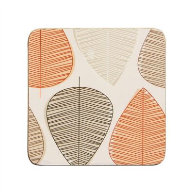 Orange Leaf Coasters - Set of 4
